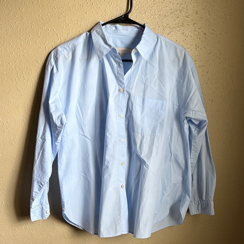 LOFT Light Blue Casual Button Down Shirt